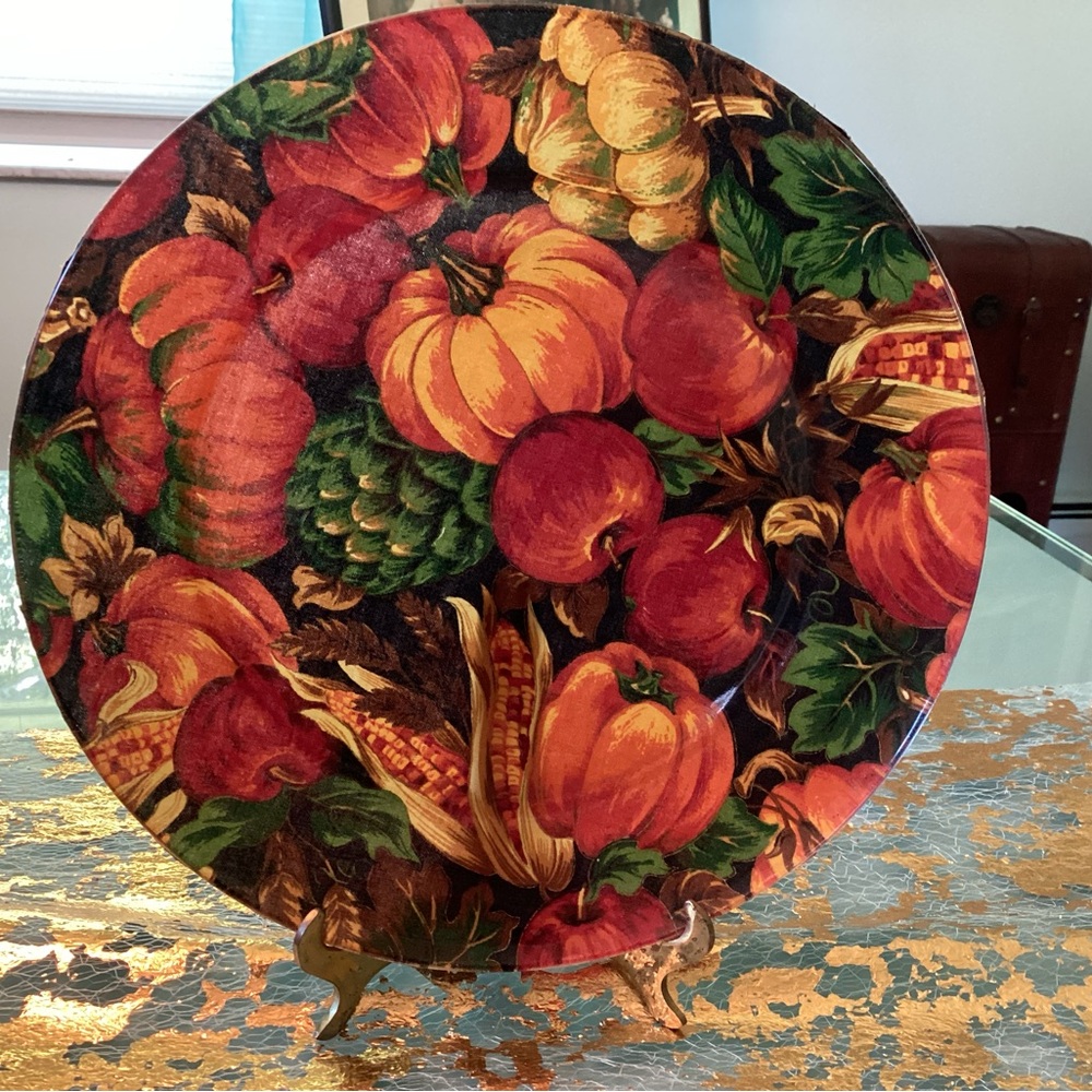 Source Unknown Autumn Harvest Plate - Red, Orange, Green